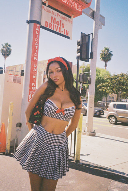 Good Baby Cropped Corset (black gingham)