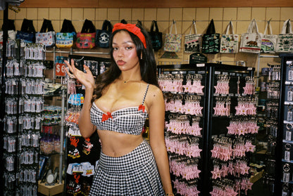 Good Baby Cropped Corset (black gingham)