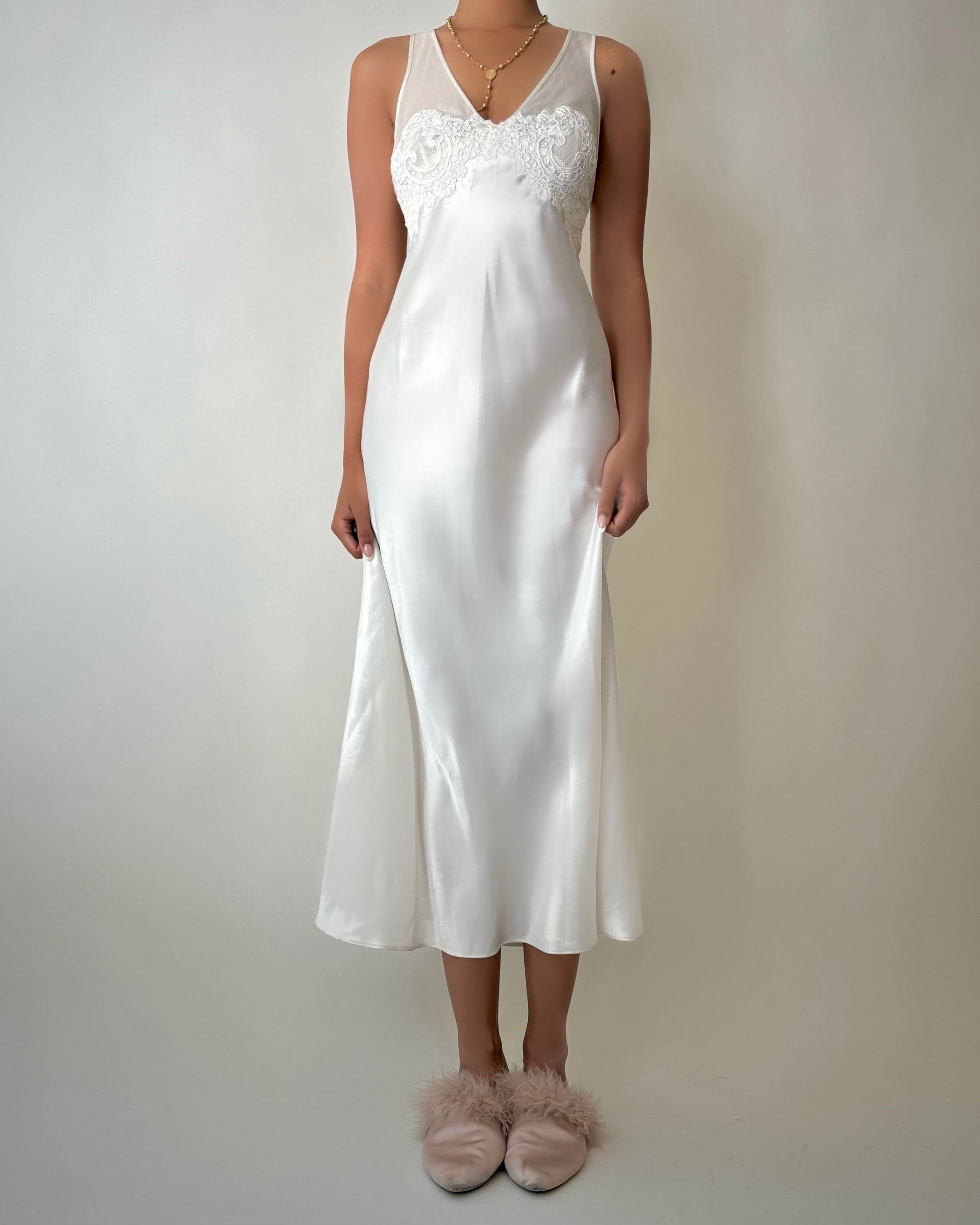 1996 Oscar De La Renta White Slip Gown