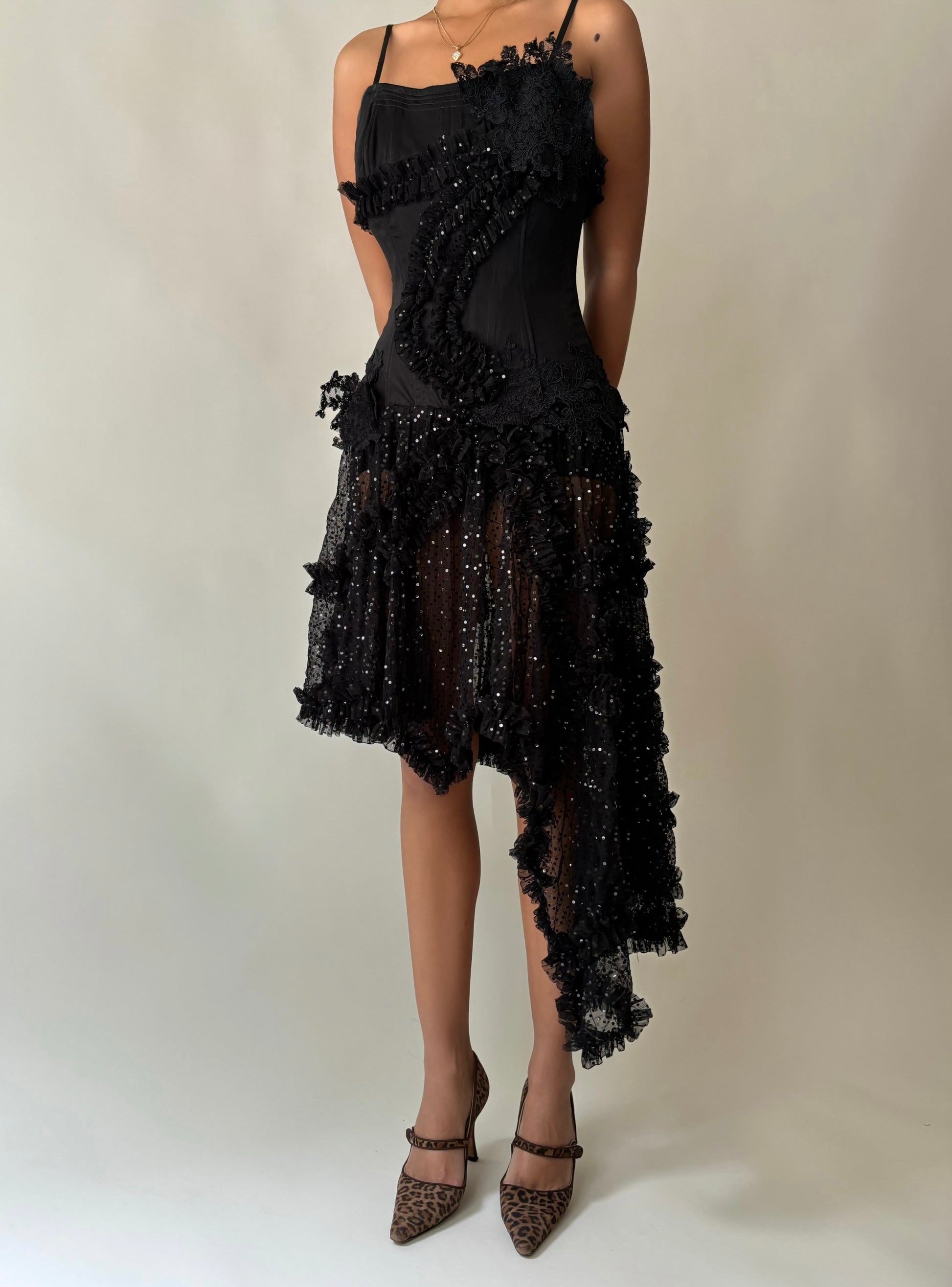 Black Silk Sequin Corset Gown Choux Louise Black Silk Sequin Corset Gown Choux Louise